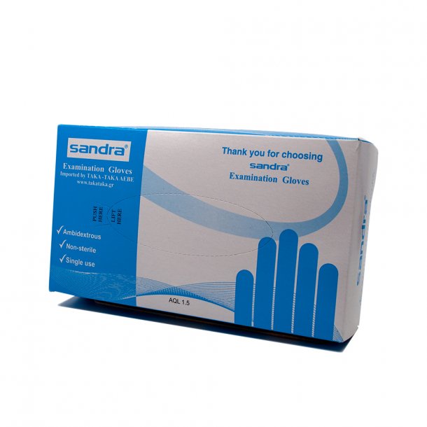 <img src=Γάντια Latex Μιας Χρήσης 100 τεμ Sandra alt=Άνδρας με γάντια καθαρίζει τρόφιμα σε μπολ>