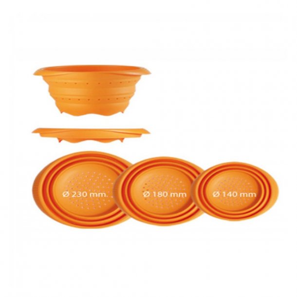 <img src=Σουρωτήρι Σιλικόνης Plie για λαχανικά & ζυμαρικά alt=Πορτοκαλί και πράσινο χρώμα σε πολλές διαστάσεις>