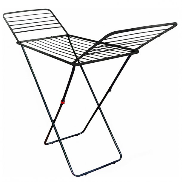 <img src=Απλώστρα ρούχων αλουμινίου 18μ. Eurogold  alt=Ανοιχτή μεταλλική απλώστρα σε μαύρο χρώμα> 