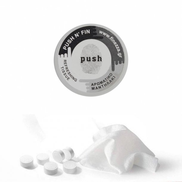 <img src=Push n' fin ταμπλέτες συσκευασμένες - 50 τεμ/πακ alt=Ταμπλέτα με τη λέξη push και από κάτω ταμπλέτες σκορπισμένες κι' ένα πανί> 