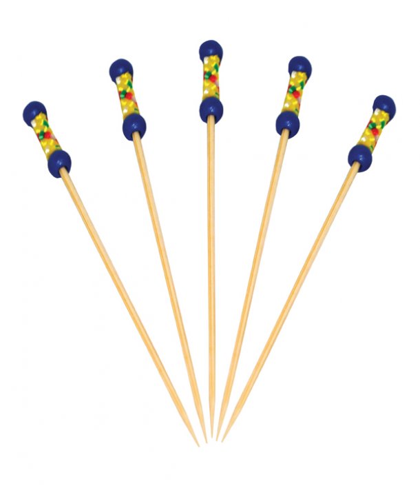 Bamboo cocktail picks multi blue Dolphin - 100 pcs