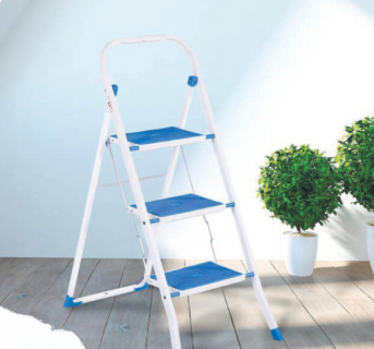 <img src=Σκαλοσκαμπό με 3 Σκαλιά Μεταλλικό - Αντοχή 150kg alt=Λευκό σκαλοσκαμπό με 3 σκαλιά > 