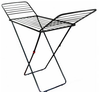 <img src=Απλώστρα ρούχων αλουμινίου 18μ. Eurogold  alt=Ανοιχτή μεταλλική απλώστρα σε μαύρο χρώμα> 