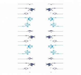 <img src=Τραπεζομάντηλο Beta Προτυπωμένο 1x1m - Σετ 150 τεμ alt=Σε λευκό χρώμα με σχέδια από ψάρια και αγκίστρια σε αποχρώσεις του μπλε> 