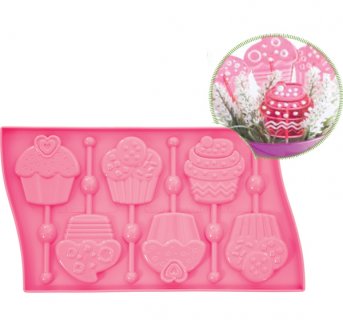 <img src=56513LOLCUP.jpg alt=Silicon mould Lollipops in cupcake shape 6 pz.>