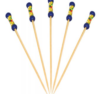 Bamboo cocktail picks multi blue Dolphin - 100 pcs